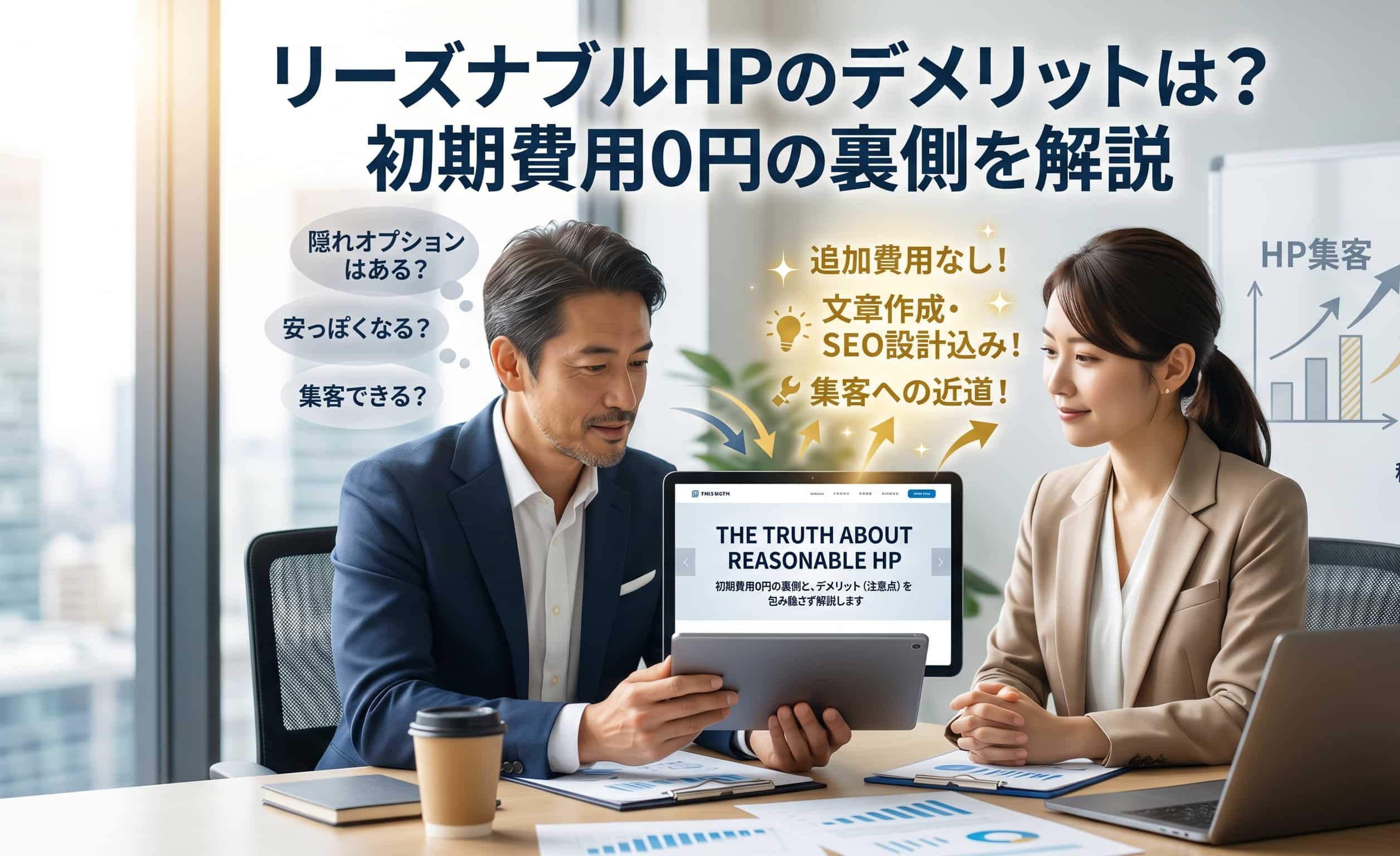 リーズナブルHPのデメリットは?初期費用0円の裏側を解説